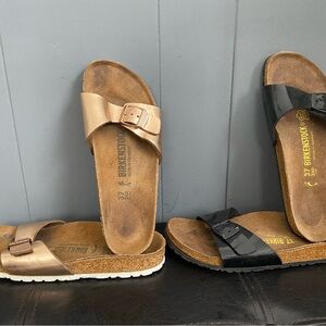 Lot 2 Birkenstock Madrid Sandal in Black & Gold 37/6 Women’s